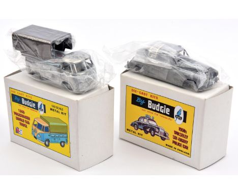 2 rare die-cast kits by Budgie. 1959 Volkswagen Single Cab Truck and a 1950's 6/80 Police Car. Both as new 'in-the-white' unm