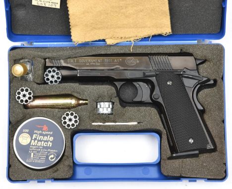 A .177" Colt Government Model 1911 CO2 pistol, number F24008728, made in Germany under licence from Colts USA. New Condition,