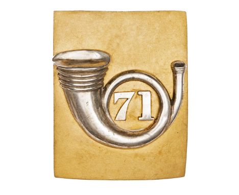 A pre-1855 officer's gilt and silver plated rectangular shoulder belt plate of The 71st (Highland) (Light Infantry), bearing 