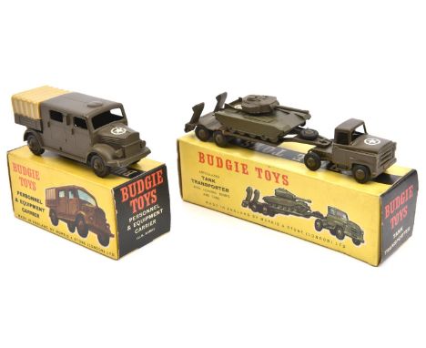 2 Budgie Toys U.S. Army Military Vehicles. An Articulated Tank Transporter (222), with Loading Ramps &amp; Tank. Plus a Perso