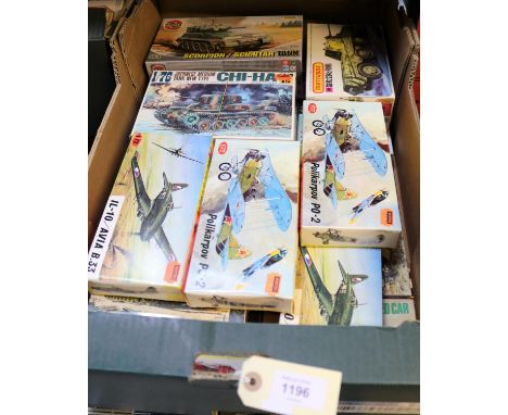 22 unmade Military Vehicle and aircraft 1:72,1:76 scale kits. By ESCI, K.P. Airfix, Matchbox, Fujimi and Hasegawa. German Tan