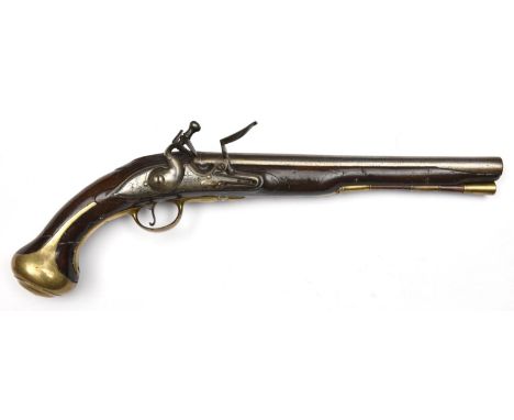 A carbine-bore (.65") Tower 1730 pattern Heavy Dragoon flintlock holster pistol, 18½" overall, barrel 12" with ordnance proof