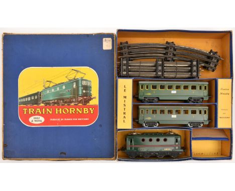 A French Hornby O gauge 'Train Hornby OBBV Le Mistral' set. Comprising a 3 rail electric Bo-Bo twin pantograph electric locom