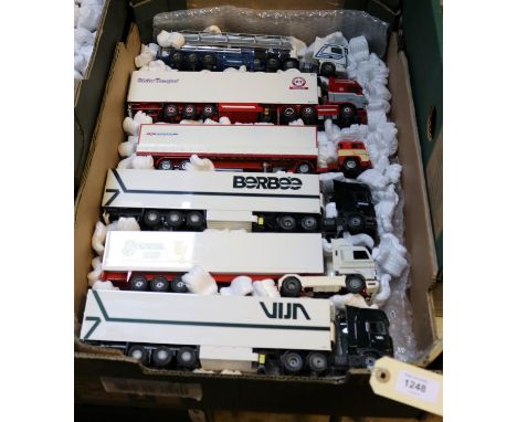 5 Modern Dutch produced Tekno Trucks. 4 Scania forward control tractor units. One with a tanker semi-trailer in white &amp; s