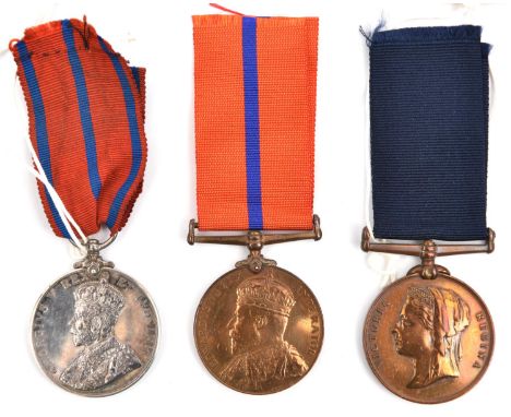 Metropolitan Police trio: Vic Jubilee 1897 (P.C. J Mann K. Divn); Coronation 1902 (P.C. J Mann V Div); Coronation  (Police) M