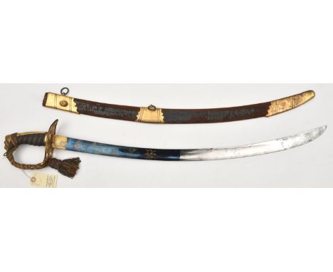 An 1803 pattern infantry field officer's sword, curved, fullered blade 28", with gilt scrolled panels at forte and "J J Runke