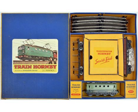 A French Hornby O gauge 'Train Hornby Le Provencal' set. Comprising a 3 rail electric Bo-Bo twin pantograph electric locomoti