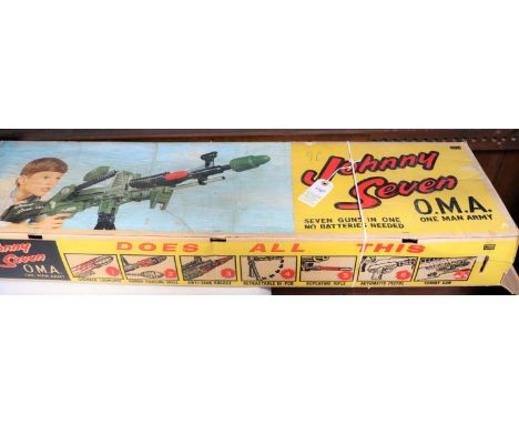 A Johnny Seven One Man Army (O.M.A.) gun (6025). 'Seven Guns in One' an example of a set comprising main weapon and accessori