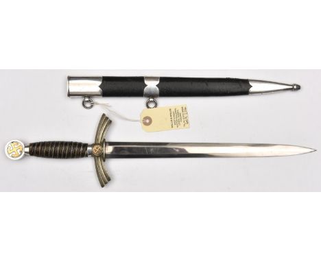A Third Reich 1st pattern Luftwaffe officers dagger,  by "J A Henckels, Zwillingswerk", the hilt with nickel silver mounts an