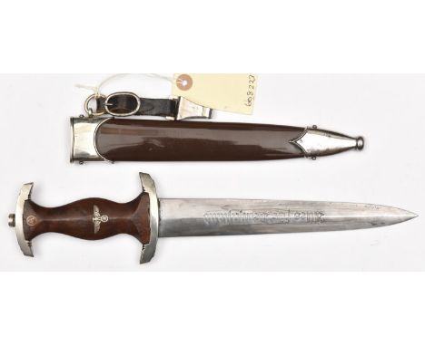 A Third Reich SA dagger,  the blade with pre 1935 Eickhorn mark, hilt with nickel silver mounts, the crosspiece stamped "Wf" 