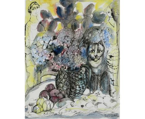Φ Lydia Corbett (née Sylvette David, b.1934)Hydrangea CatSigned Lydia Corbett (lower right) and Sylvette David (lower left)Pe