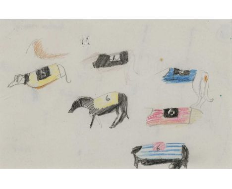 Φ Mary Newcomb (1922-2008)Greyhounds (recto); Lurcher Racing (verso)Inscribed lurcher racing (upper right to verso)Coloured p