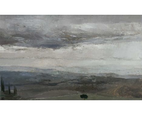 Φ Lucy Cavendish (b.1973) Landscape toward SienaSigned with initials LC (lower left), and inscribed LANDSCAPE TOWARDS SIENA (