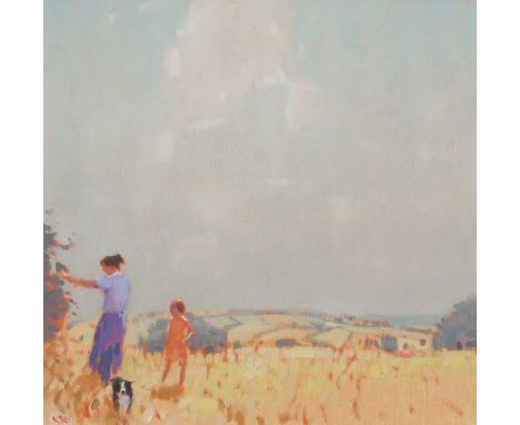 Φ Stephen Brown RBA (b.1947)Picking BlackberriesSigned with initials SB (lower left)Oil on canvas35.4 x 35.9cmProvenance:Rowl