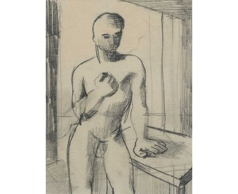 Φ Keith Vaughan (1912-1977) Standing figure by a tablePencil22.3 x 16.8cmProvenance:Redfern Gallery;Wenlock Fine Art, Decembe