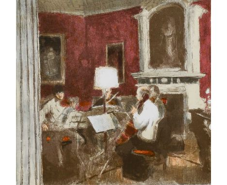 Φ Bernard Dunstan RA (1920-2017)The Gabrieli Quartet Rehearsing at Stourhead, WiltshireSigned and numbered 3/200 Bernard Duns