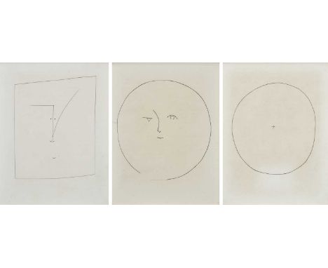 Φ Pablo Picasso (Spanish 1881-1973)Square head of a man; Round head of a man with mismatched eyes; Round headThree, each dryp