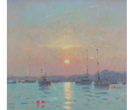 Φ Stephen Brown RBA (b.1947)Sunrise, Salcombe EstuarySigned with initials SB (lower left)Oil on canvas30.5 x 35.3cmProvenance