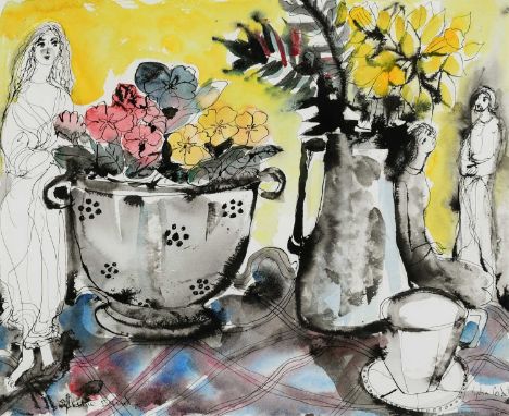 Φ Lydia Corbett (née Sylvette David, b.1934) The Colander Still Life Signed Lydia Corbett (lower right) and Sylvette David (l