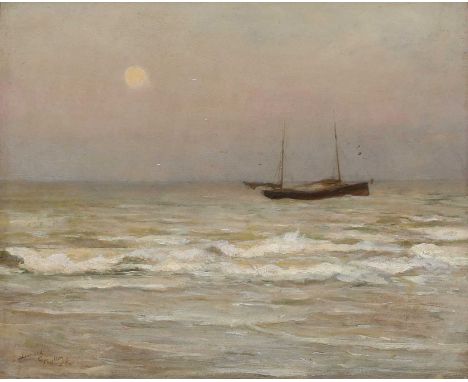 Φ Leonard Campbell Taylor RA (1874-1969)Moonrise by the SeaSigned and dated Leonard/C/Taylor/98 (lower left)Oil on panel24.8 