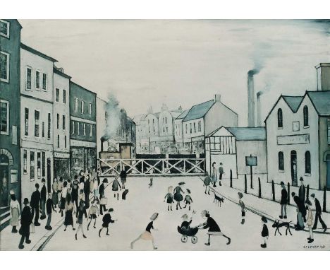 Φ Laurence Stephen Lowry RA, RBA (1887-1976)Level crossing, Burton-on-TrentSigned L.S.Lowry (in pencil to margin), and with F