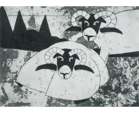 Φ Julian Trevelyan RA (1910-1988)Two Rams (Turner 367)Numbered and inscribed 6/50 Two Rams (in pencil) and with studio stamp 
