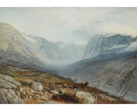 Φ Vincent R Balfour-Browne (1880-1963) Highland LandscapePencil and watercolour heightened with body colour49.5 x 70cm