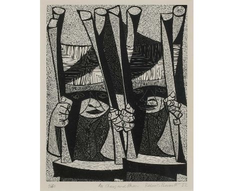 Φ Roderic Barrett (1920-2000)Chairs and MenSigned, dated, numbered and inscribed 9/50 Chairs and Men Roderic Barrett 52 (in p