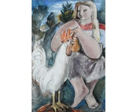 Φ Bernard Meninsky (1891–1950)Woman with a cockerelSigned Meninsky (lower right)Gouache47.5 x 31cmProvenance:Sotheby's, Londo