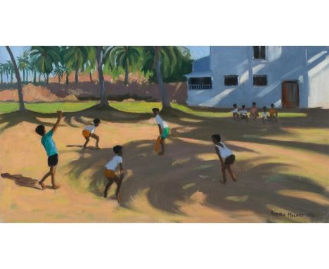 Φ Andrew Macara (b.1944)Cricket at Don Paula, GoaSigned and dated ANDREW MACARA 1994 (lower right), and further inscribed and