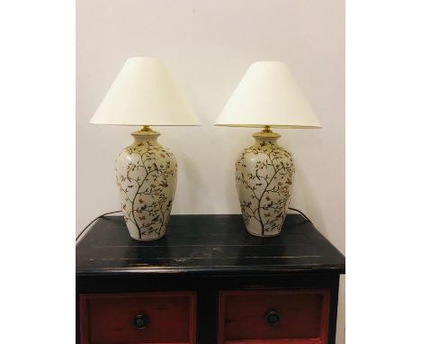 Two Large Chinese lamp bases with brass fittings
