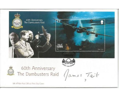 Grp Capt James Tait DFC DSO Isle of Man Post Office Official First Day Cover. Souvenir Sheet 60th Anniversary of the Dambuste