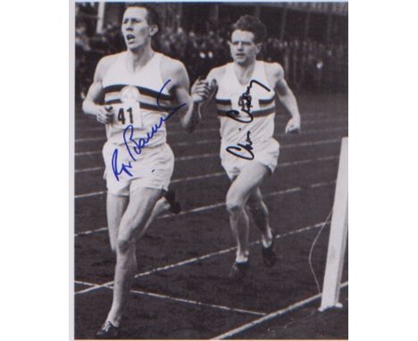 Four Minute Mile Double signed 10x8 picture of Roger Bannister and Chris Chataway, during the first sub-four minute mile race