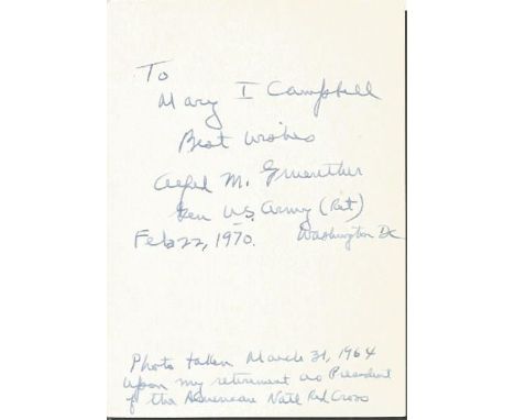 General Alfred Maximilian Gruenther signed to reverse of 6 x 4 b/w portrait photo. March 3, 1899 - May 30, 1983 was a senior 