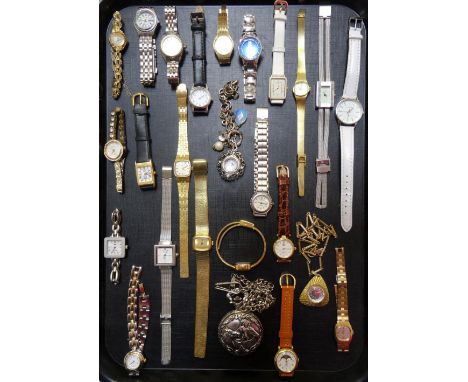 SELECTION OF TWENTY-FOUR LADIES WATCHESincluding Rotary, Limit, Pulsar, Record de luxe, Caravelle, replica Rolex, Timex, Loru