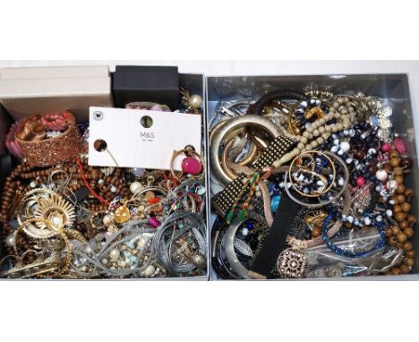 SELECTION OF COSTUME JEWELLERYincluding a gold plated bangle, other bangles and bracelets, Pandora style charms, pendants, ne