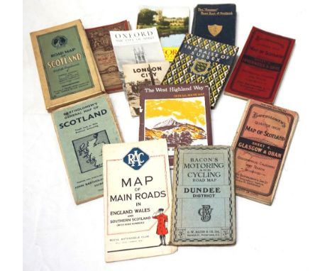 COLLECTION OF VINTAGE ORDNANCE SURVEY MAPS OF SCOTLANDthe earlier examples mounted on cloth, period Motoring and Cycling maps