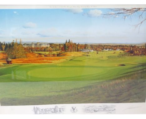 GRAEME BAXTER'Gleneagles 17th green and 18th hole, Kings Course', limited edition lithograph print numbered 449/850, signed t