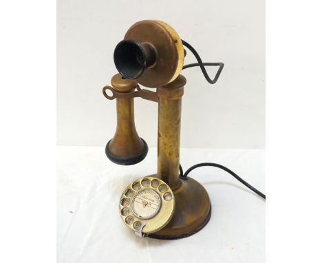 BRASS CANDLESTICK TELEPHONEwith adjustable mouth piece