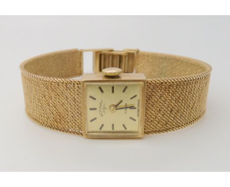 A 9ct gold ladies Rotary watch with integral strap, length 17cm, weight 23.2gms Condition Report: Available upon request