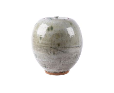 λ WILLIAM MARSHALL (BRITISH 1923-2007), A GREEN LIDDED OVOID JAR AND COVER Stoneware, impressed WM seal30cm highProvenance: B
