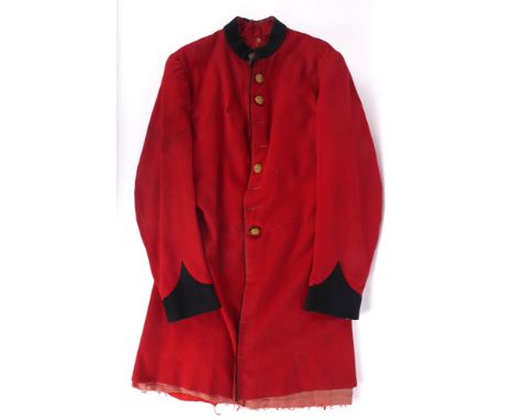 Royal Hospital Kilmainham, pensioners uniform coat. A Victorian red wool pensioner's uniform coat, retaining six buttons. 