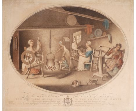 1791 The Irish Linen Industry by William Hincks. The Linen Industry; a set of eight hand -coloured acquatints published by R.