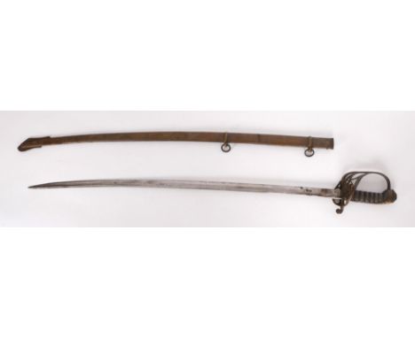 William IV infantry officers' sword. An 1824 pattern sword, the pipe-back blade on gilt brass Gothic hilt incorporating WRIV 