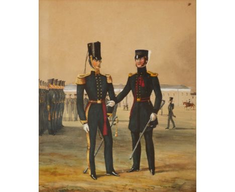Royal Irish Constabulary on parade in the Phoenix Park.  Signed C. Clark., watercolour.  12 by 9in. (30.5 by 22.9cm)The offic