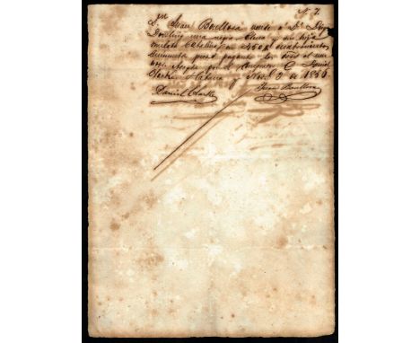1856. Slavery, Cuba. Receipt for two slaves. A one-page manuscript document in Spanish. 