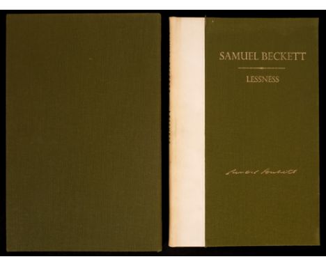 Beckett, Samuel. Lessness. Signed, limited edition. London: Calder & Boyars, 1970. Half cream calf and gilt lettered green cl