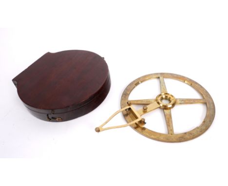 Early 19th century plotting protractor, by R Spear, Dublin. A 6-inch brass circular protractor with folding arm, in fitted ma