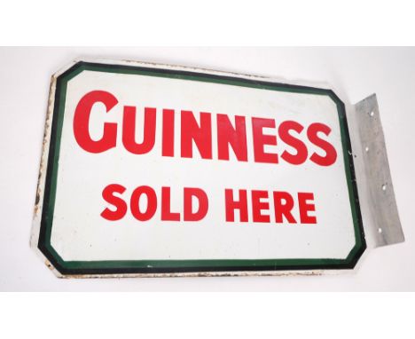 Enamel sign, Guinness. A rectangular two-sided sign, the white background with green and black border and red text, 'Guinness