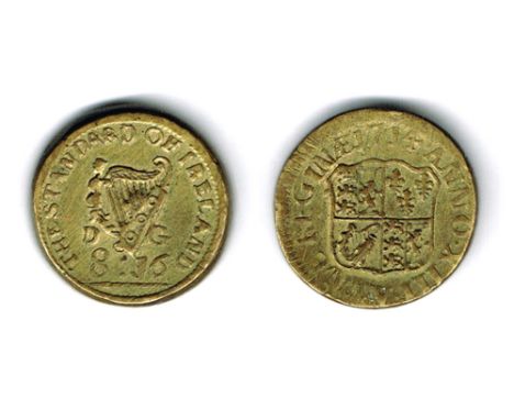 18th century Irish coin weights. Brass, 1714 8D 16G (Double Pistole) , 1709 3D 11G (half Moidor), and 2D 8G (1 Escudo), first